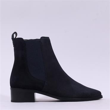 Paul Green Low Heel Pointed Chelsea Boot - Navy Suede
